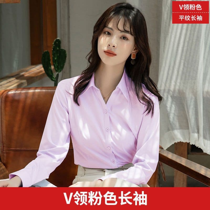 [V-neck pink] long sleeVes