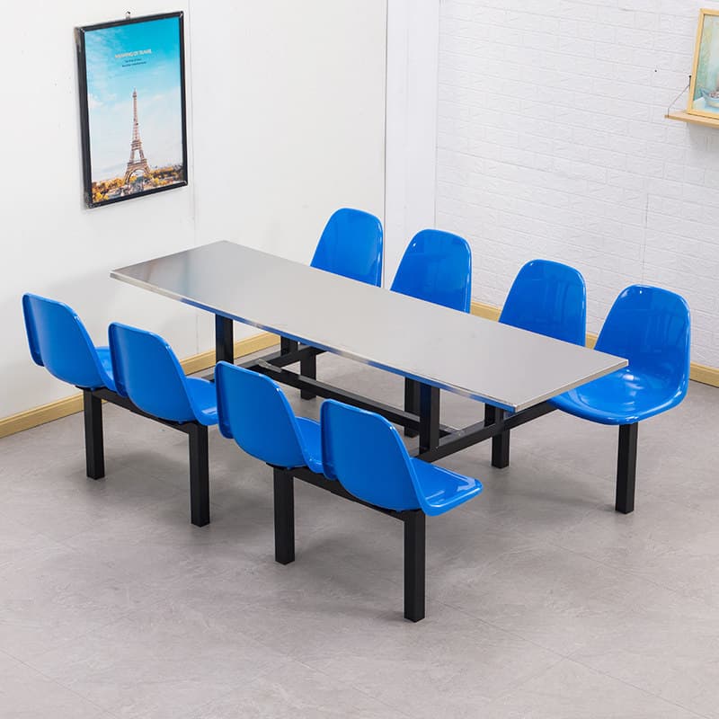 Stainless steel table top + iron bracket + back seat for 8 people