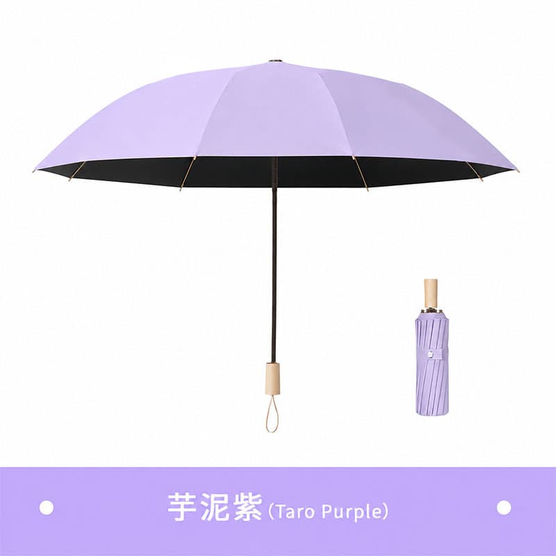 [solid wood handle] jiuhe version eight-bone manual umbrella - for both sunny and rainy days - taro purple