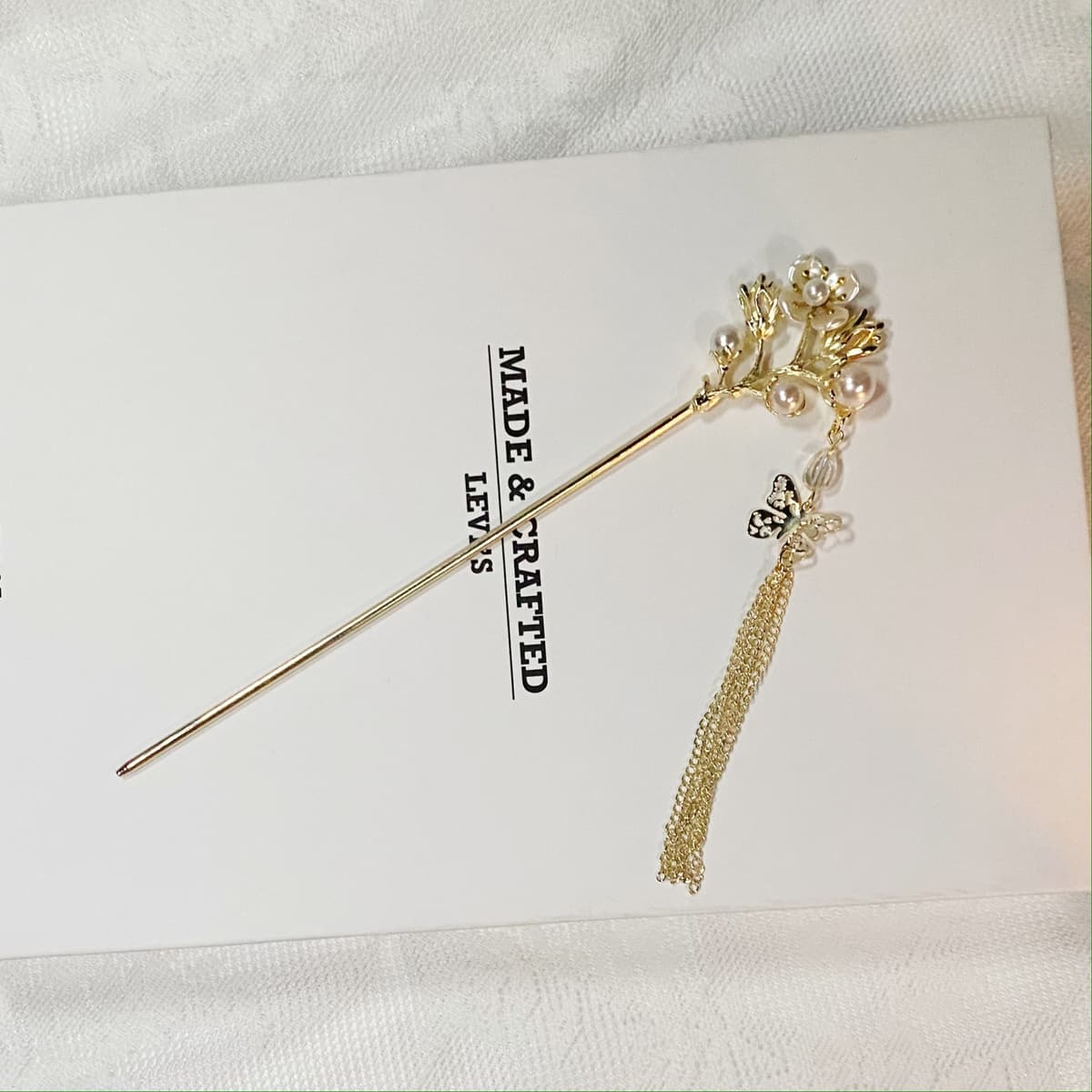 210# Pearl Plum Blossom Tassel Hairpin
