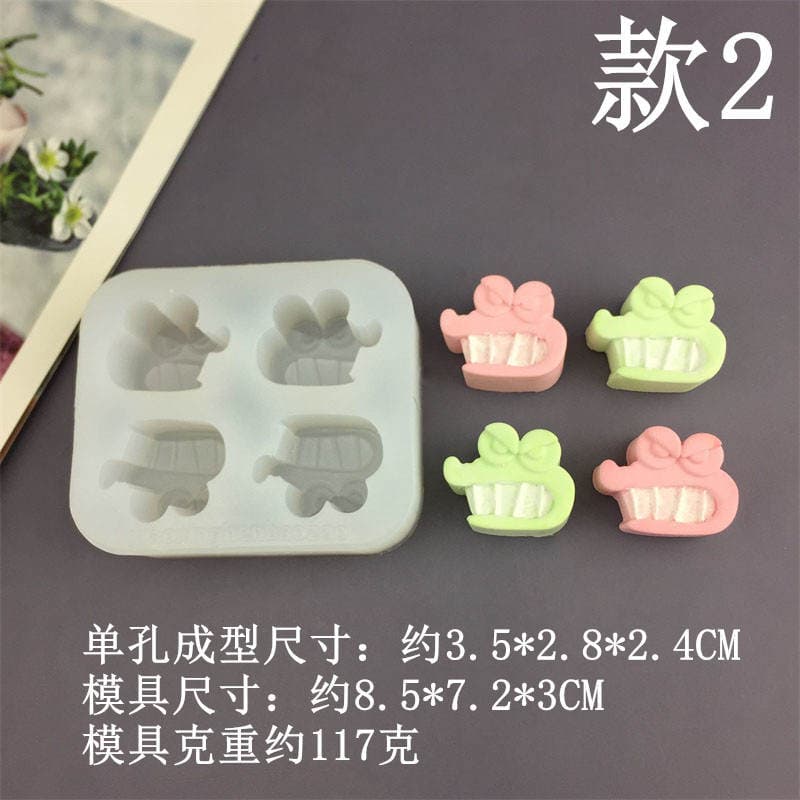 DIY Small Nose Crocodile Bunny Cat Small Animal Potato Cake Silicone Mold Fondant Cake Chocolate Drip Mold 4