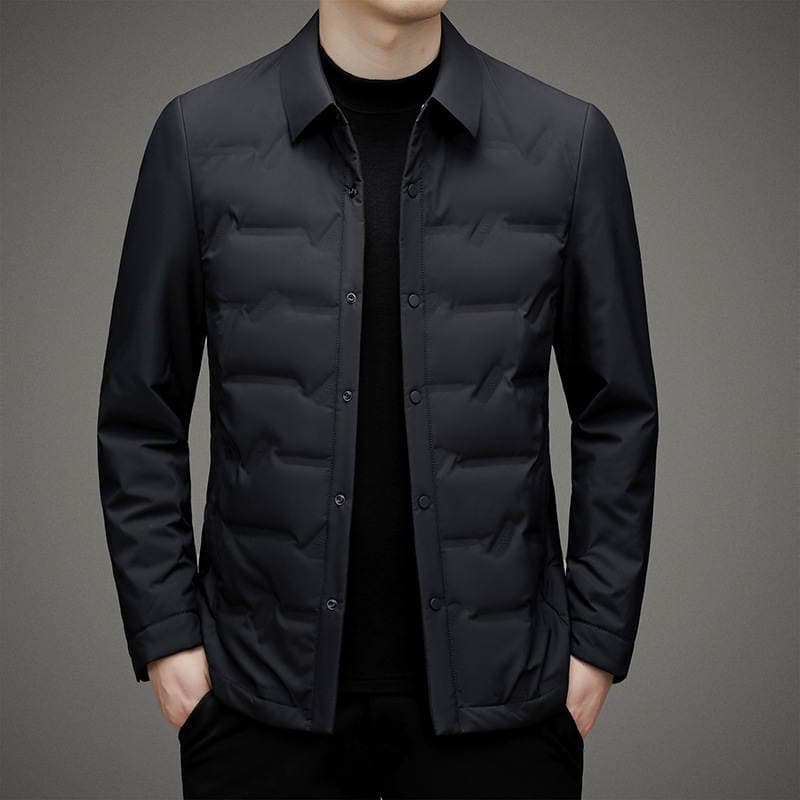 Lightweight down Jacket for Men, Autumn and Winter, Business Casual, Turn-Down Collar, White Duck Down, Warm Shirt Collar Coat 2
