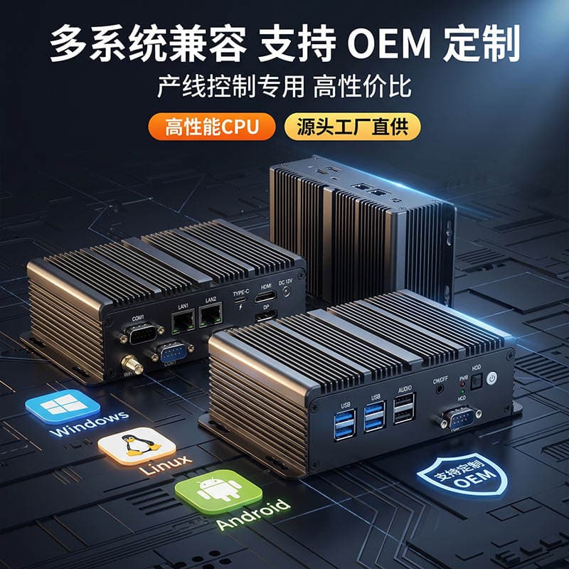 Fanless Industrial Computer N100/N95/N305 Low-Power Consumption Wide-Temperature Anti-Interference Production Line Control Box Industrial Control Computer 4