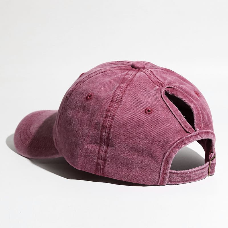 Washed horsetail cap/wine red