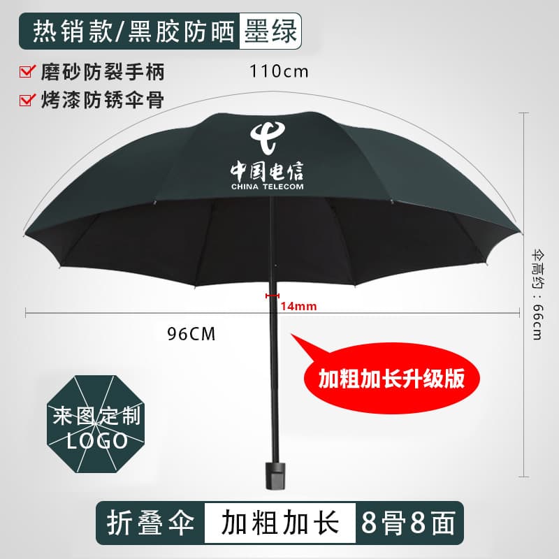 Upgraded model [dark green] manual 8-strand vinyl thickened and refined umbrella type