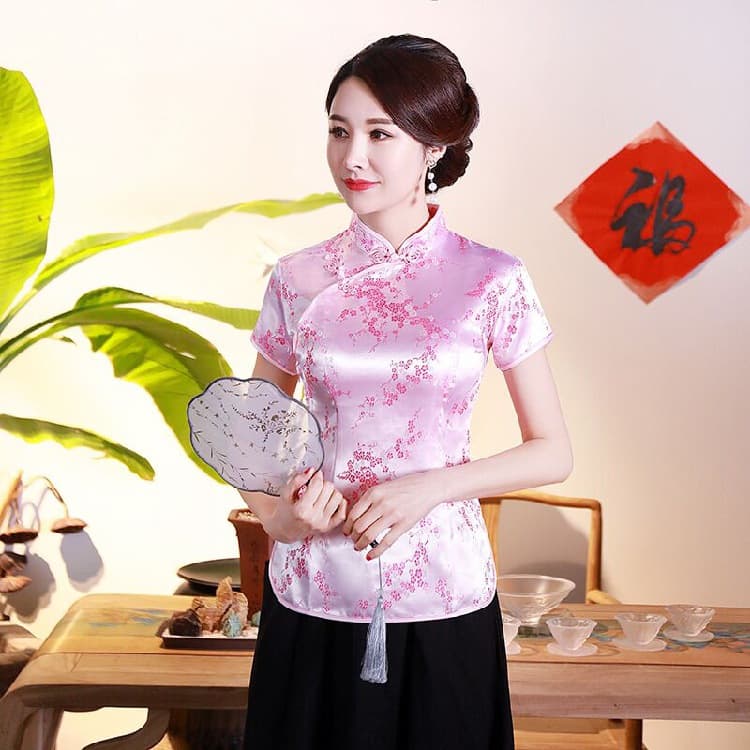 Plum Blossom Short Sleeve (Tops) Pink