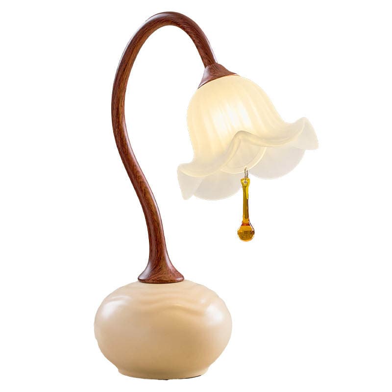 Original Design Vintage Cream-Style Dewdrop Lily of the Valley Table Lamp for Study, Bedroom, Bedside, Desktop, Eye-Protection Lamp Casagd 5