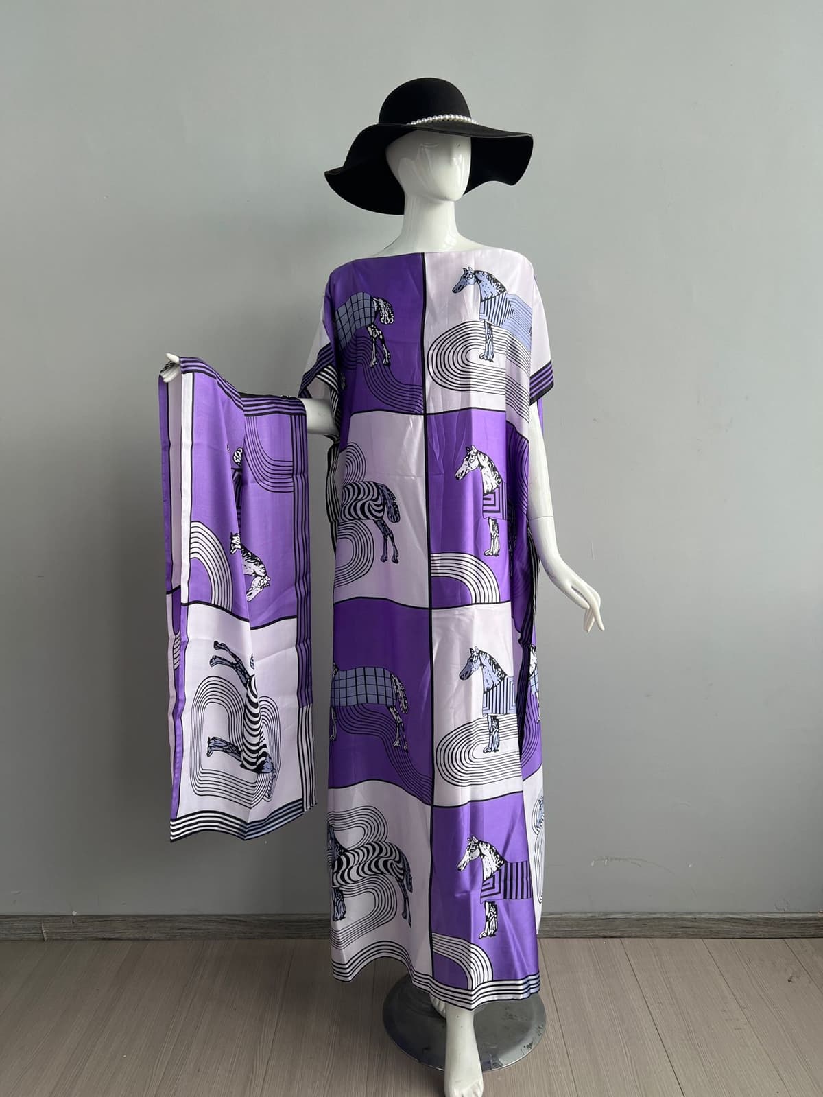 592a-double grid horse orange-purple