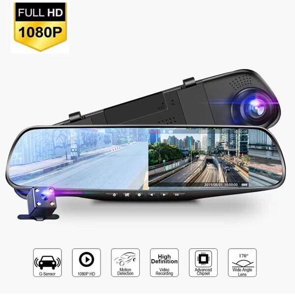 HD ikili linzalı avtomobil videoregistratoru, ön və arxa qeydiyyat, gecə görmə ilə