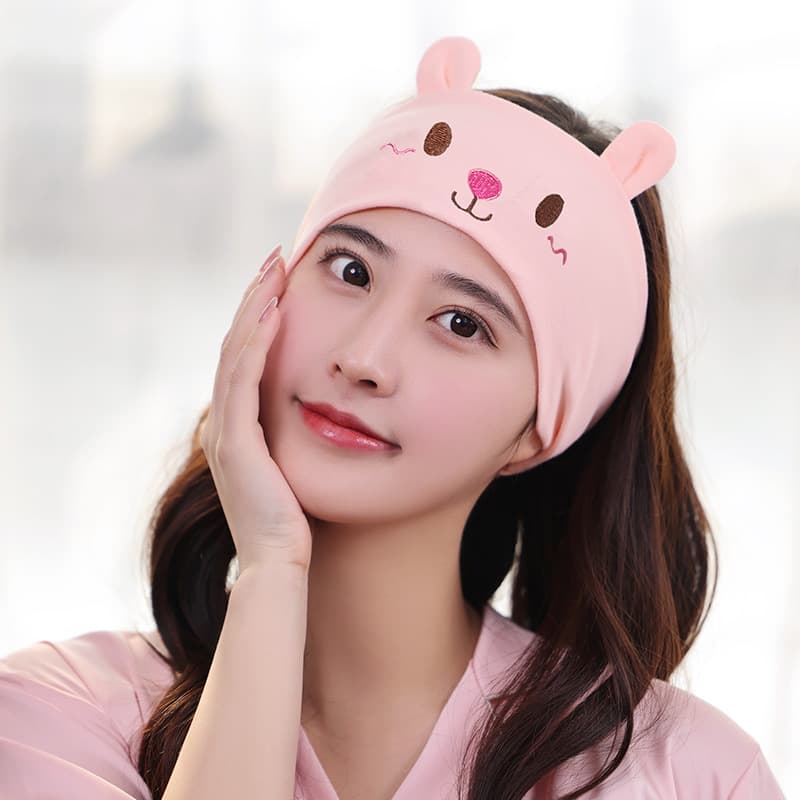Pink bear elastic headscarf