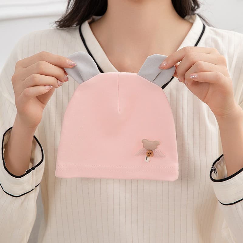 Thin Angel Bear Baby Hat Orange Powder