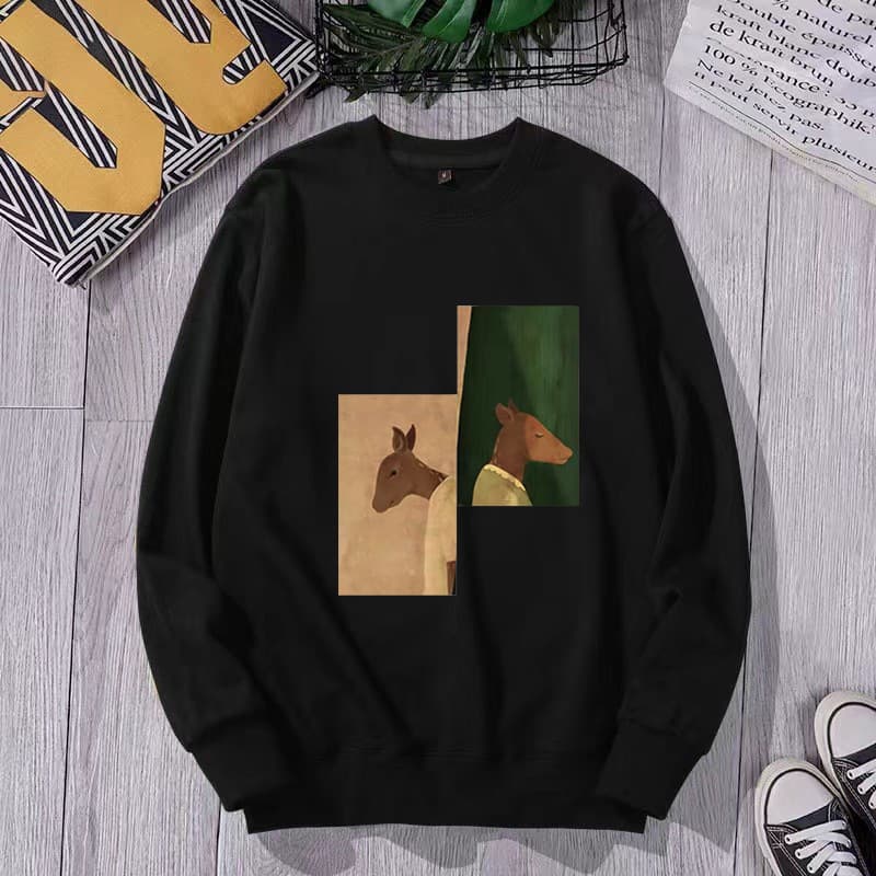 Sweat Black Double Deer