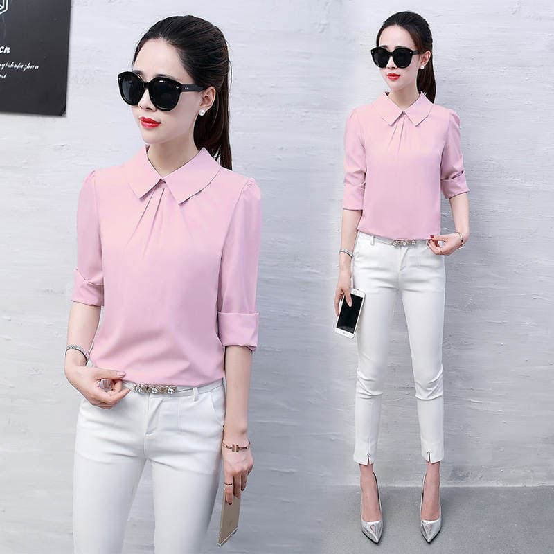 2026 Spring New Women's Shirt Korean Style Long Sleeve Top Fashionable Women's Chiffon Shirt Custom Wholesale 2