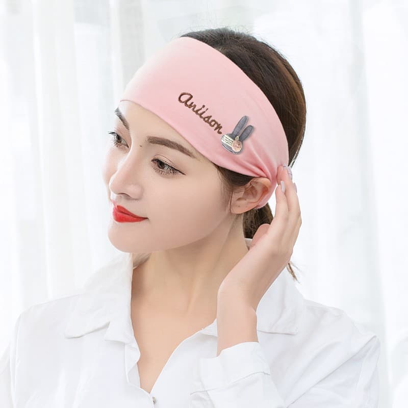 Thin pink english cute rabbit headscarf