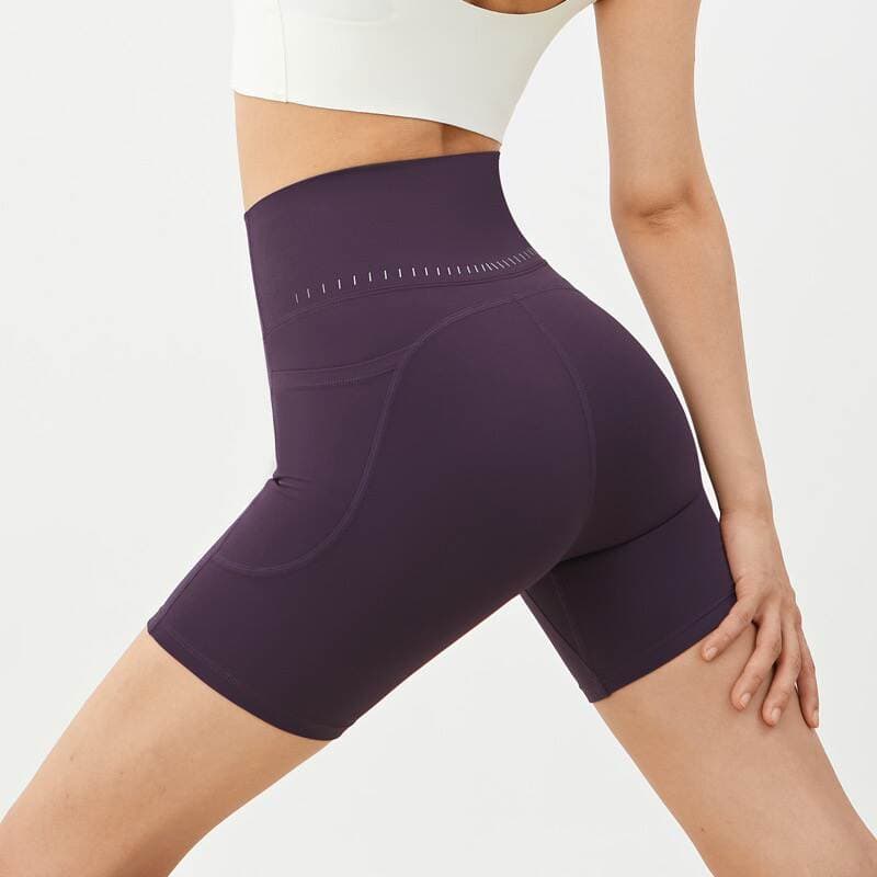 Qadınlar üçün yüksək bel, şaftalı qaldırıcı idman şortu (yoga, velosiped, qaçış üçün) 5