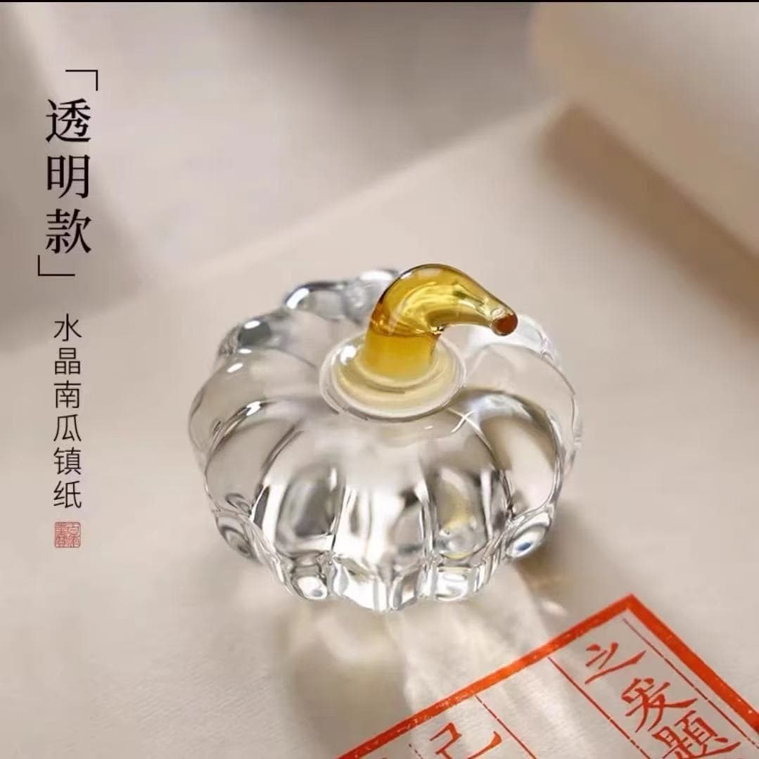 Paperweight [pumpkin] transparent color-5cm-gold leaf