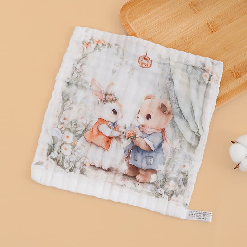 Single floral square scarf - animal wedding (30*30cm)