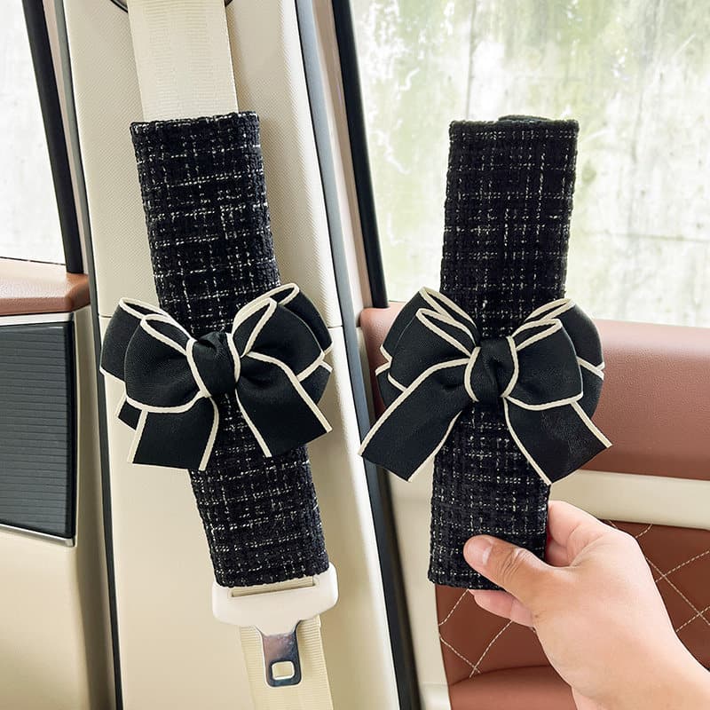 Black bow-black four-season small fragrance shoulder pads (1 pair)