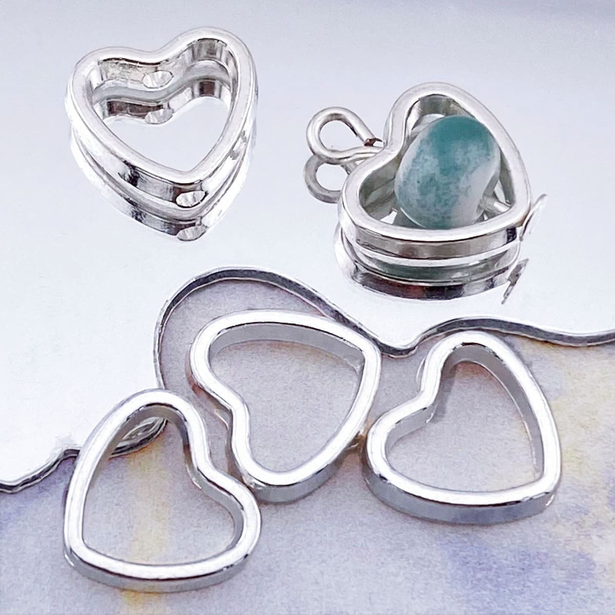 A725 [bright silver trumpet] card 6mm love bag bead circle 11.6*10.7mm (hole 7.1mm)