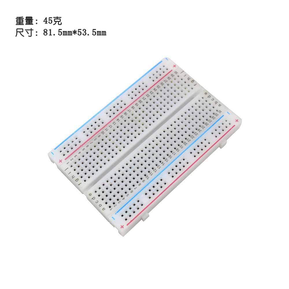 Lehimlənməyən sınaq lövhəsi (breadboard), 400 deşik, jumper naqilləri ilə 2