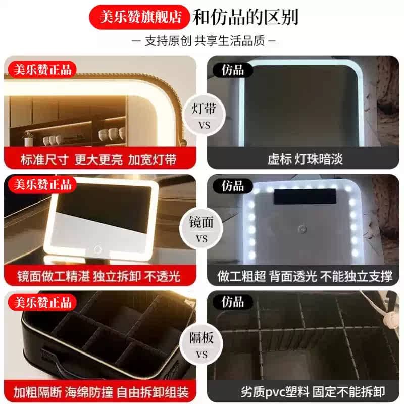 LED işıqlı və güzgülü, bölmələri olan böyük tutumlu portativ səyahət kosmetik çantası 2