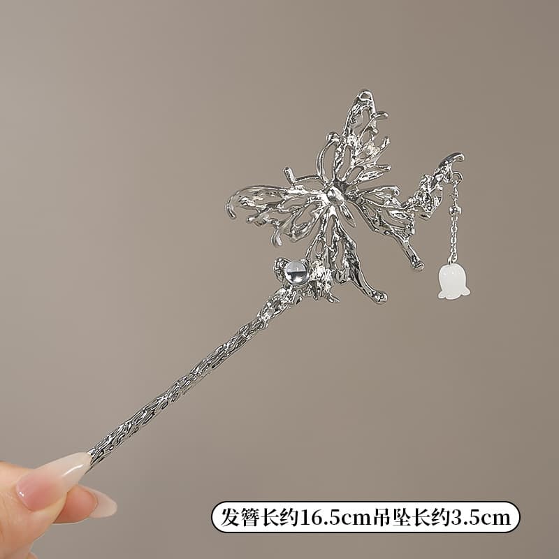 Hairpin moonstone butterfly-silver