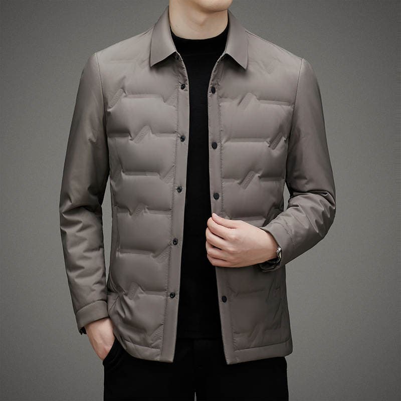 Lightweight down Jacket for Men, Autumn and Winter, Business Casual, Turn-Down Collar, White Duck Down, Warm Shirt Collar Coat 4