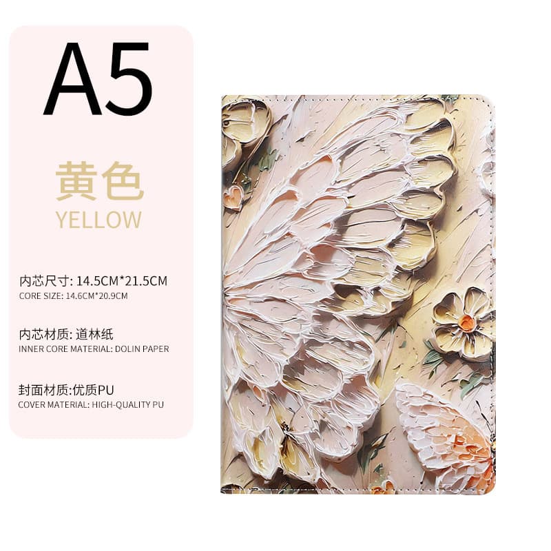 Yellow butterfly color printed a5 notebook