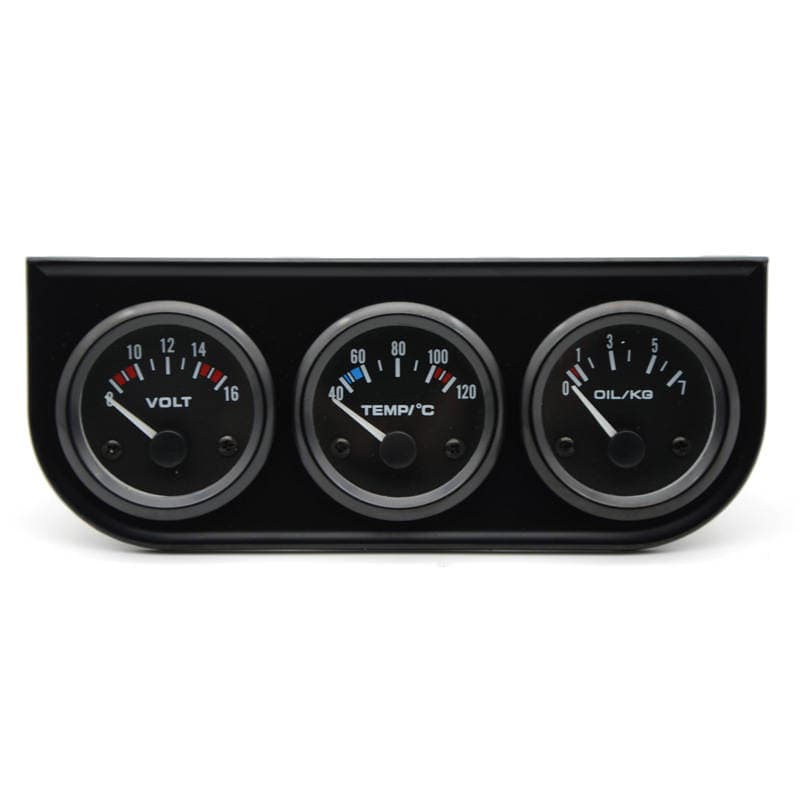 Cross-border hot sale 2-inch 52MM modified car instrument black triple meter combination voltage water temperature C oil pressure KG 1