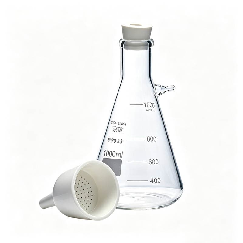 1000 ml Büxner qıfı ilə sorma filtrasiya cihazı, təzyiqin azaldılması üçün laboratoriya avadanlığı. 5