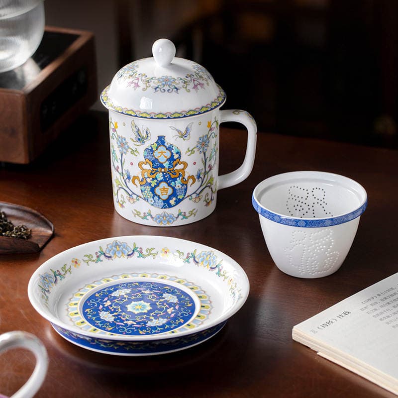 Jingdezhen Ceramic Tea Cup with Lid, Mug for Home Use, Tea Cup with Tea Tray and Tea Strainer, Chinese-Style Cup, Gift Wholesale 3