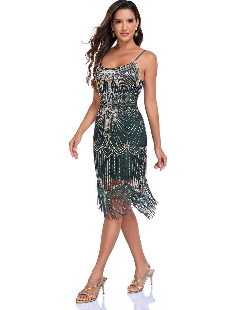 Sexy Sequin 1920S Beaded Dress European and American Retro Banquet Party Stage Nightclub Fringe Dress 8032 2