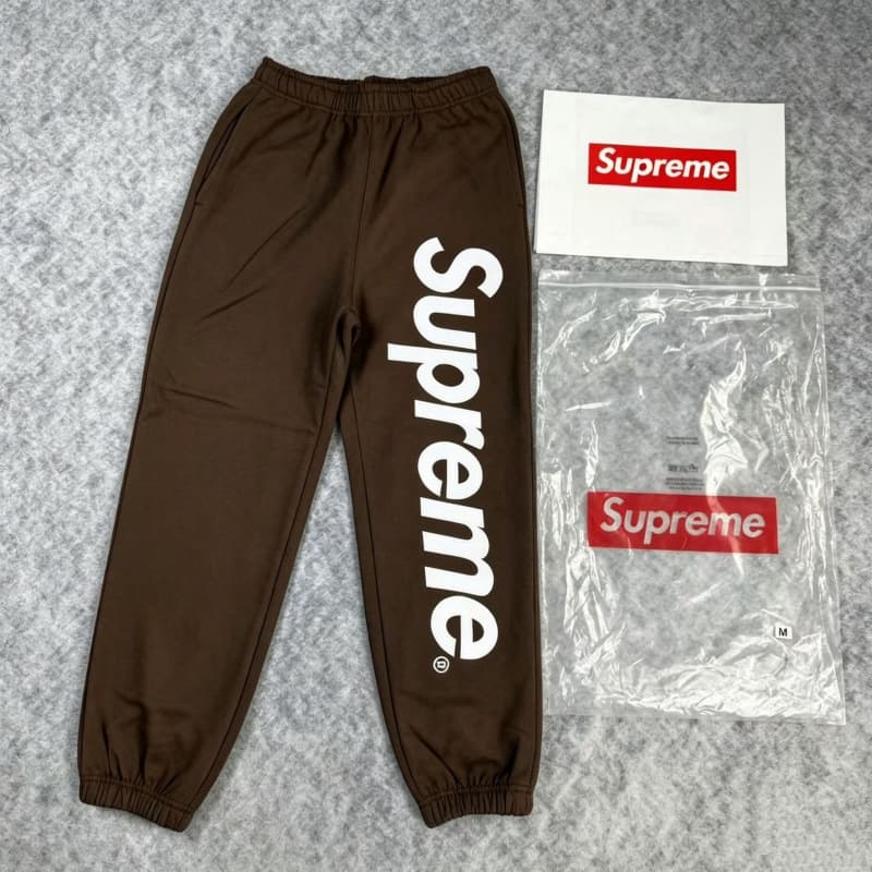 A309#classic big logo hooded sweatpants coffee color