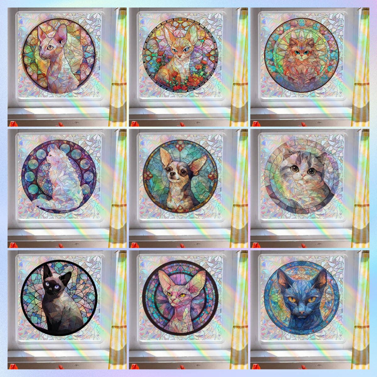 Heyvanlı Günəş Tutucu Elektrostatik Akril Şüşə Stiker 1