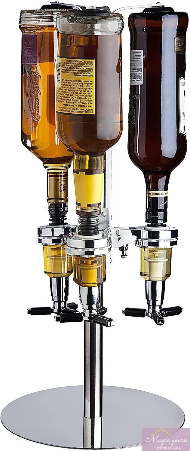 Three-head rotating wine rack
