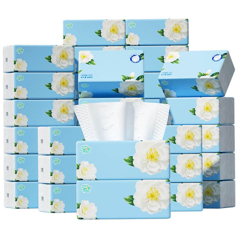 Smart Mom Camellia Tissue Paper, Extra Large and Thick, Household Value Pack, Napkins, Water-Resistant, Hygienic Facial Tissue, Baby Tissue 5