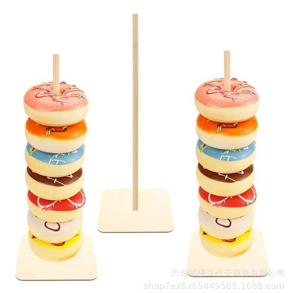 Wooden Donut Display Shelf Ornaments Wedding Party Birthday Baby Bath Festival Decoration Home Crafts