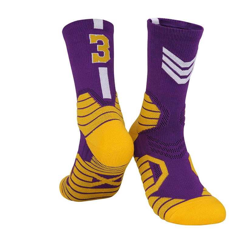 Purple white no. 3-adult socks