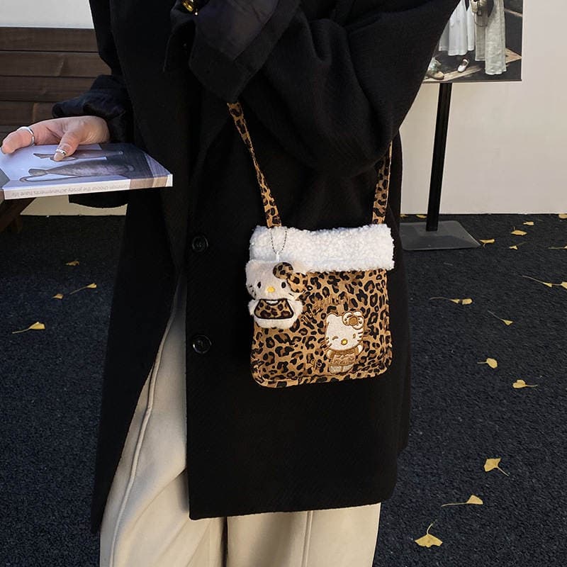 Dəbli yumşaq leopard printli mini uşaq çarpaz çantası, uniseks çiyin çantası 3