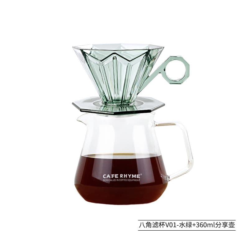 Octagonal diamond filter cup green + sharing pot