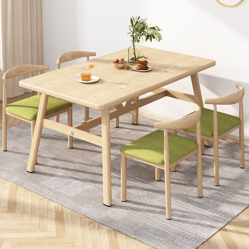Log color 120*60 table and four chairs [green cloth]