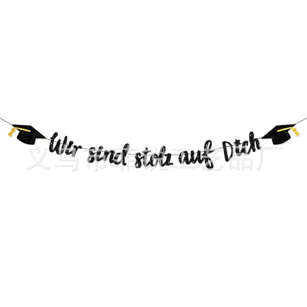 Dfq922-4 graduation cap black wir sind stol auf dich glitter latte art