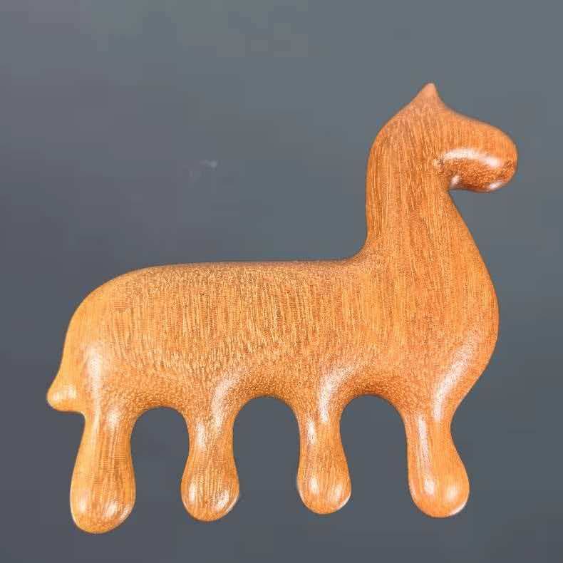 Dragon and phoenix sandalwood pony massage comb