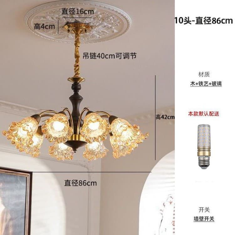 [10 heads] coffee color-86cm-chandelier