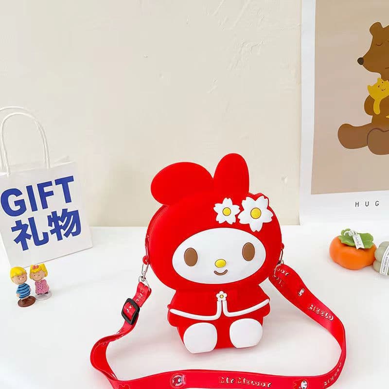 Double flower melody coin purse red (can hold mobile phone)