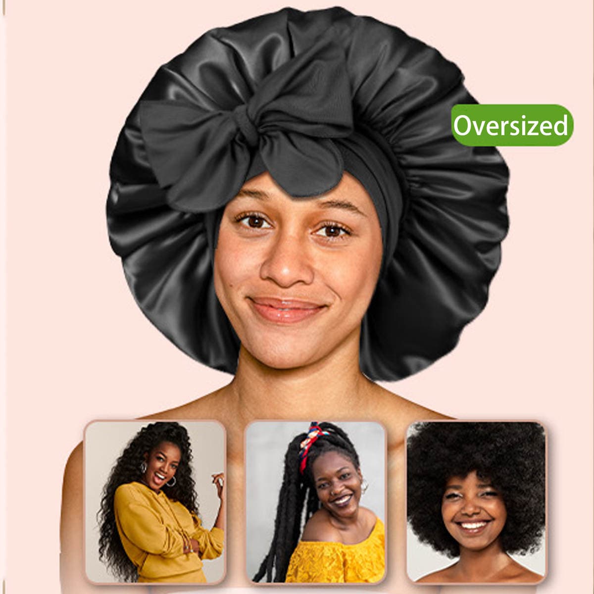Amazon Single-Layer Satin Ribbon Cross Round Hat with Bow, Imitation Silk Beauty and Hair Care Hat, Sleep Cap for Women Wholesale 3