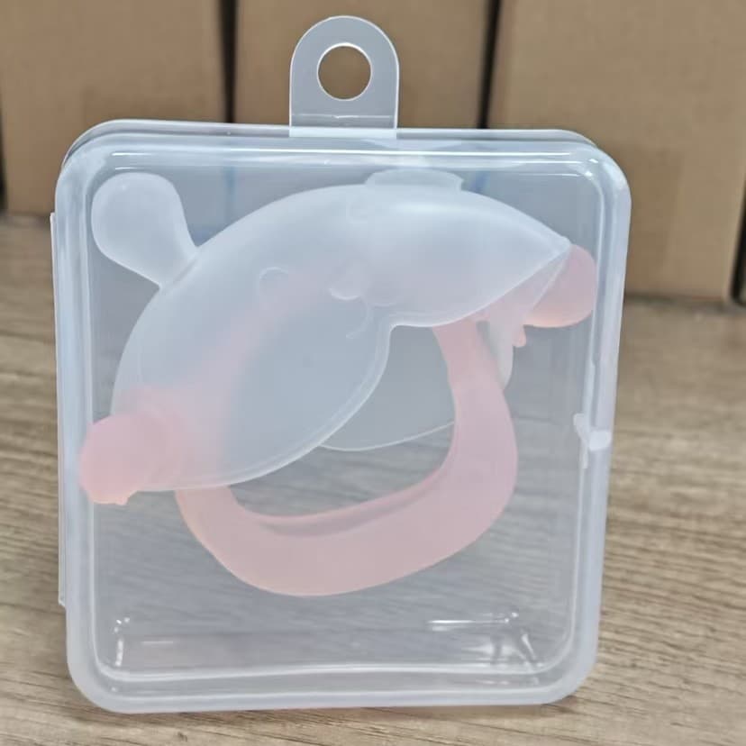 Full grip rabbit teether ※pink + square transparent box