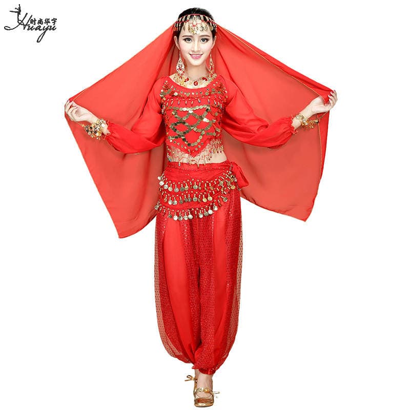 Huayu Dance Indian Dance Performance Costumes Xinjiang Ethnic Dance Indian Girl Performance Long-Sleeve Pants Set European and American Style 5