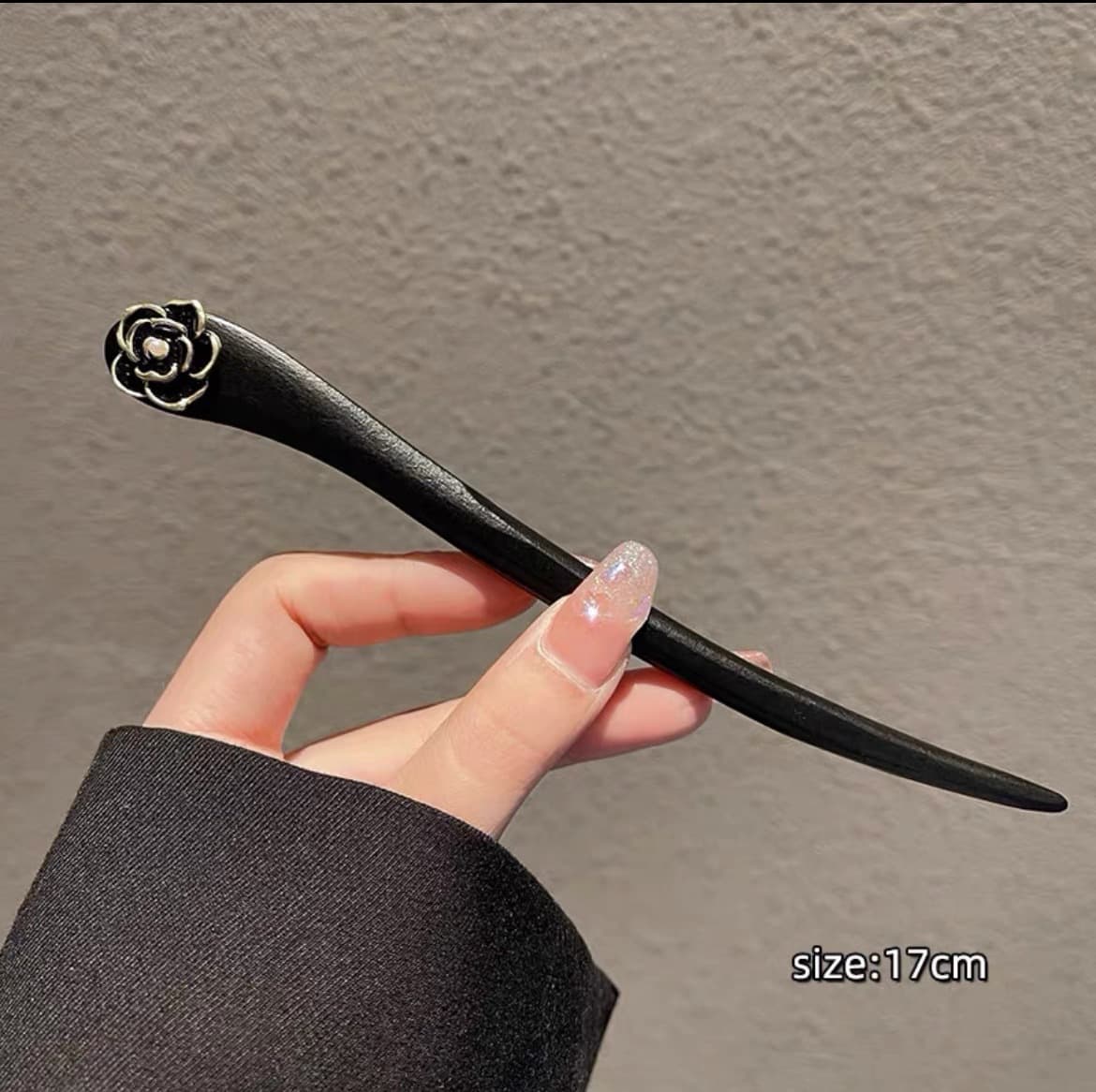 224# black camellia hairpin