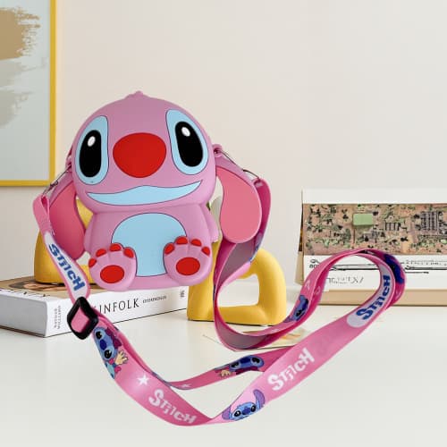 Stitch curved ear coin purse pink